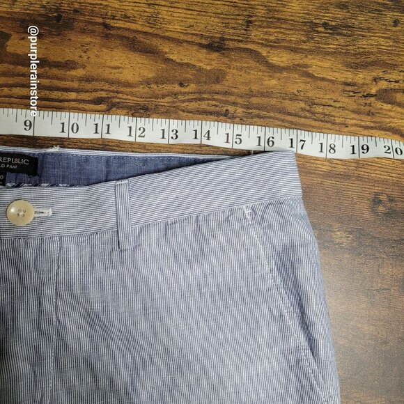 Banana Republic Kentfield Pants 33x30 Linen Cotton Stripe Pockets Preppy Coastal - Picture 6 of 11